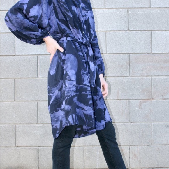 Osei Duro Flouncy Dress in Rorschach w/pockets no belt Size L - Picture 4 of 6